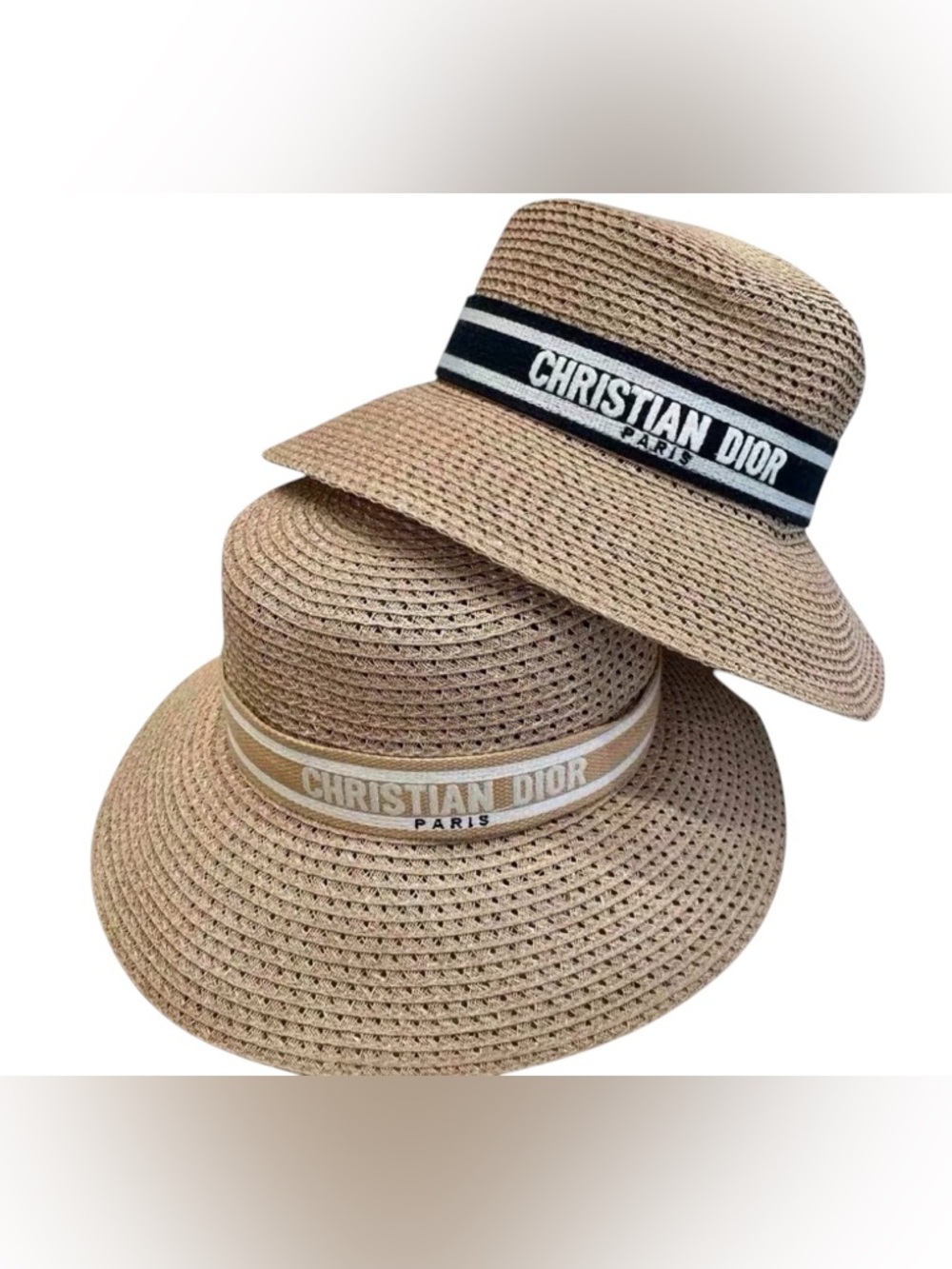 Designer Bobby Brim Straw Hat Black /Beige Logo